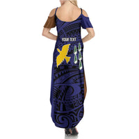 Personalised PNG Manus Province Summer Maxi Dress Bird of Paradise Tattoo Flag Motif LT9 - Polynesian Pride