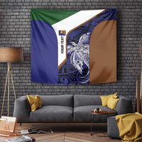Personalised PNG Manus Province Tapestry Bird of Paradise Tattoo Flag Motif LT9 Blue - Polynesian Pride