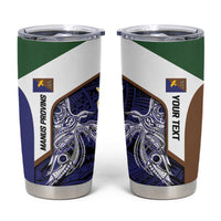 Personalised PNG Manus Province Tumbler Cup Bird of Paradise Tattoo Flag Motif LT9 Blue - Polynesian Pride