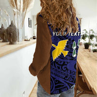 Personalised PNG Manus Province Women Casual Shirt Bird of Paradise Tattoo Flag Motif LT9 - Polynesian Pride
