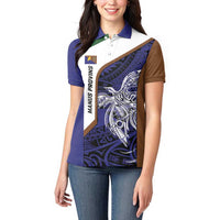 Personalised PNG Manus Province Women Polo Shirt Bird of Paradise Tattoo Flag Motif LT9 - Polynesian Pride