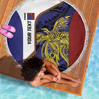 Personalised PNG Milne Bay Province Beach Blanket Bird of Paradise Tattoo Flag Motif LT9 - Polynesian Pride