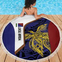 Personalised PNG Milne Bay Province Beach Blanket Bird of Paradise Tattoo Flag Motif LT9 - Polynesian Pride