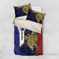 Personalised PNG Milne Bay Province Bedding Set Bird of Paradise Tattoo Flag Motif LT9 US Twin 172cm x 218cm Blue - Polynesian Pride