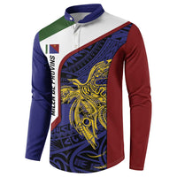 Personalised PNG Milne Bay Province Button Sweatshirt Bird of Paradise Tattoo Flag Motif LT9 - Polynesian Pride