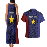 Personalised PNG Milne Bay Province Couples Matching Tank Maxi Dress and Hawaiian Shirt Bird of Paradise Tattoo Flag Motif LT9 - Polynesian Pride