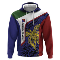 Personalised PNG Milne Bay Province Hoodie Bird of Paradise Tattoo Flag Motif LT9 Pullover Hoodie Blue - Polynesian Pride