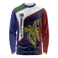 Personalised PNG Milne Bay Province Long Sleeve Shirt Bird of Paradise Tattoo Flag Motif LT9 Unisex Blue - Polynesian Pride