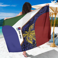 Personalised PNG Milne Bay Province Sarong Bird of Paradise Tattoo Flag Motif LT9 One Size 44 x 66 inches Blue - Polynesian Pride