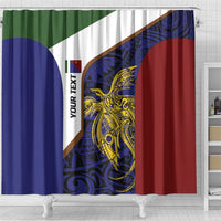 Personalised PNG Milne Bay Province Shower Curtain Bird of Paradise Tattoo Flag Motif LT9 - Polynesian Pride