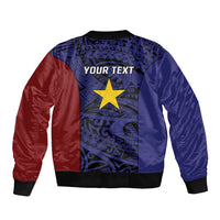 Personalised PNG Milne Bay Province Sleeve Zip Bomber Jacket Bird of Paradise Tattoo Flag Motif LT9 - Polynesian Pride