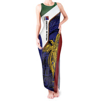 Personalised PNG Milne Bay Province Tank Maxi Dress Bird of Paradise Tattoo Flag Motif LT9 Women Blue - Polynesian Pride