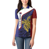 Personalised PNG Milne Bay Province Women Polo Shirt Bird of Paradise Tattoo Flag Motif LT9 - Polynesian Pride