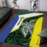 Personalised PNG Morobe Province Area Rug Bird of Paradise Tattoo Flag Motif LT9 Green - Polynesian Pride
