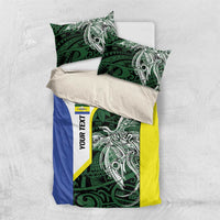 Personalised PNG Morobe Province Bedding Set Bird of Paradise Tattoo Flag Motif LT9 US Twin 172cm x 218cm Green - Polynesian Pride