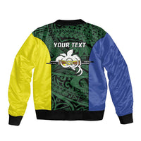 Personalised PNG Morobe Province Bomber Jacket Bird of Paradise Tattoo Flag Motif LT9 - Polynesian Pride