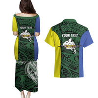 Personalised PNG Morobe Province Couples Matching Puletasi and Hawaiian Shirt Bird of Paradise Tattoo Flag Motif LT9 - Polynesian Pride
