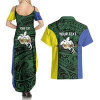 Personalised PNG Morobe Province Couples Matching Summer Maxi Dress and Hawaiian Shirt Bird of Paradise Tattoo Flag Motif LT9 - Polynesian Pride