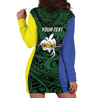 Personalised PNG Morobe Province Hoodie Dress Bird of Paradise Tattoo Flag Motif LT9 - Polynesian Pride