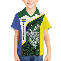 Personalised PNG Morobe Province Kid Hawaiian Shirt Bird of Paradise Tattoo Flag Motif LT9 Kid Green - Polynesian Pride