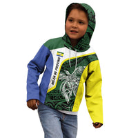 Personalised PNG Morobe Province Kid Hoodie Bird of Paradise Tattoo Flag Motif LT9 - Polynesian Pride