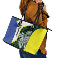 Personalised PNG Morobe Province Leather Tote Bag Bird of Paradise Tattoo Flag Motif LT9 - Polynesian Pride