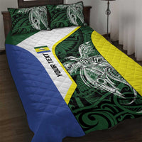 Personalised PNG Morobe Province Quilt Bed Set Bird of Paradise Tattoo Flag Motif LT9 Green - Polynesian Pride