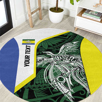Personalised PNG Morobe Province Round Carpet Bird of Paradise Tattoo Flag Motif LT9 Green - Polynesian Pride