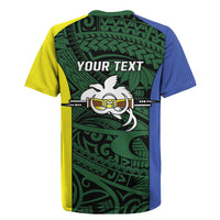 Personalised PNG Morobe Province Rugby Jersey Bird of Paradise Tattoo Flag Motif LT9 - Polynesian Pride
