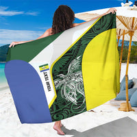 Personalised PNG Morobe Province Sarong Bird of Paradise Tattoo Flag Motif LT9 One Size 44 x 66 inches Green - Polynesian Pride