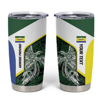 Personalised PNG Morobe Province Tumbler Cup Bird of Paradise Tattoo Flag Motif LT9 Green - Polynesian Pride