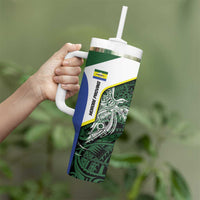 Personalised PNG Morobe Province Tumbler With Handle Bird of Paradise Tattoo Flag Motif LT9 - Polynesian Pride
