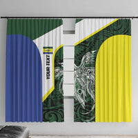 Personalised PNG Morobe Province Window Curtain Bird of Paradise Tattoo Flag Motif LT9 With Hooks Green - Polynesian Pride
