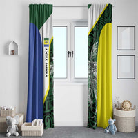 Personalised PNG Morobe Province Window Curtain Bird of Paradise Tattoo Flag Motif LT9 - Polynesian Pride
