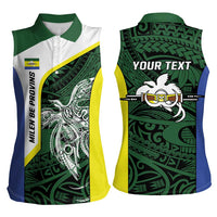 Personalised PNG Morobe Province Women Sleeveless Polo Shirt Bird of Paradise Tattoo Flag Motif LT9 - Polynesian Pride
