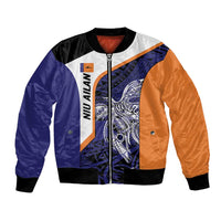 Personalised PNG New Ireland Bomber Jacket Bird of Paradise Tattoo Flag Motif LT9 Unisex Orange - Polynesian Pride