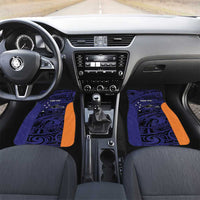 Personalised PNG New Ireland Car Mats Bird of Paradise Tattoo Flag Motif LT9 Set 2pcs - Front Orange - Polynesian Pride