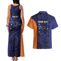 Personalised PNG New Ireland Couples Matching Tank Maxi Dress and Hawaiian Shirt Bird of Paradise Tattoo Flag Motif LT9 - Polynesian Pride