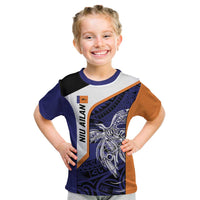 Personalised PNG New Ireland Kid T Shirt Bird of Paradise Tattoo Flag Motif LT9 Orange - Polynesian Pride