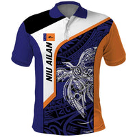 Personalised PNG New Ireland Polo Shirt Bird of Paradise Tattoo Flag Motif LT9 Orange - Polynesian Pride