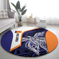 Personalised PNG New Ireland Round Carpet Bird of Paradise Tattoo Flag Motif LT9 - Polynesian Pride