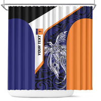 Personalised PNG New Ireland Shower Curtain Bird of Paradise Tattoo Flag Motif LT9 Orange - Polynesian Pride
