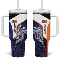 Personalised PNG New Ireland Tumbler With Handle Bird of Paradise Tattoo Flag Motif LT9 One Size: 40 oz Orange - Polynesian Pride