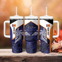 Personalised PNG New Ireland Tumbler With Handle Bird of Paradise Tattoo Flag Motif LT9 - Polynesian Pride