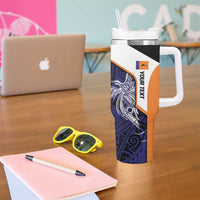 Personalised PNG New Ireland Tumbler With Handle Bird of Paradise Tattoo Flag Motif LT9 - Polynesian Pride