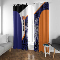 Personalised PNG New Ireland Window Curtain Bird of Paradise Tattoo Flag Motif LT9 With Grommets Orange - Polynesian Pride