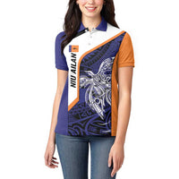 Personalised PNG New Ireland Women Polo Shirt Bird of Paradise Tattoo Flag Motif LT9 - Polynesian Pride