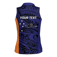 Personalised PNG New Ireland Women Sleeveless Polo Shirt Bird of Paradise Tattoo Flag Motif LT9 - Polynesian Pride