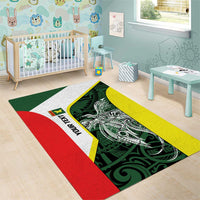 Personalised PNG Oro Province Area Rug Bird of Paradise Tattoo Flag Motif LT9 - Polynesian Pride