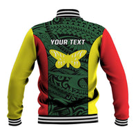 Personalised PNG Oro Province Baseball Jacket Bird of Paradise Tattoo Flag Motif LT9 - Polynesian Pride